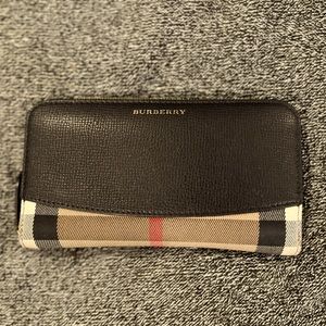 Burberry full size zip around wallet